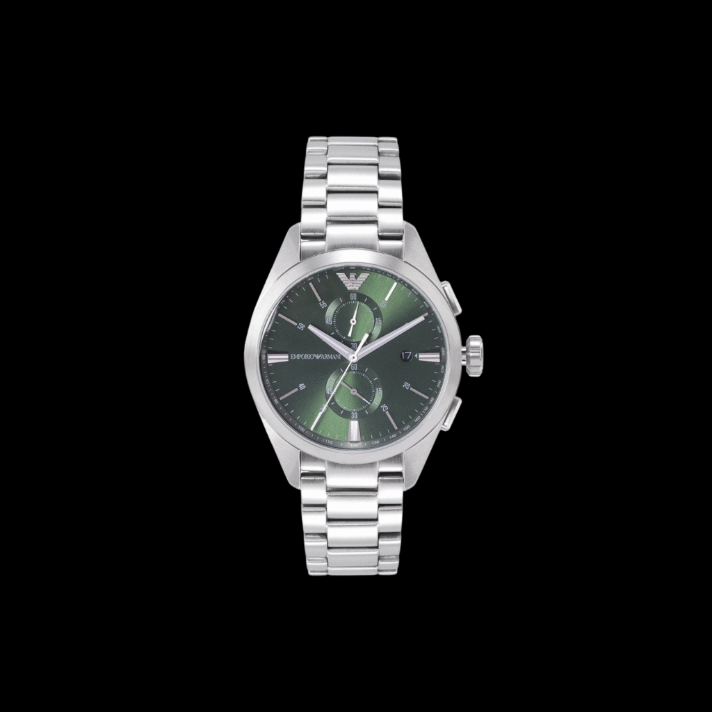 Men Chronograph Green Dial & Silver Toned Analogue