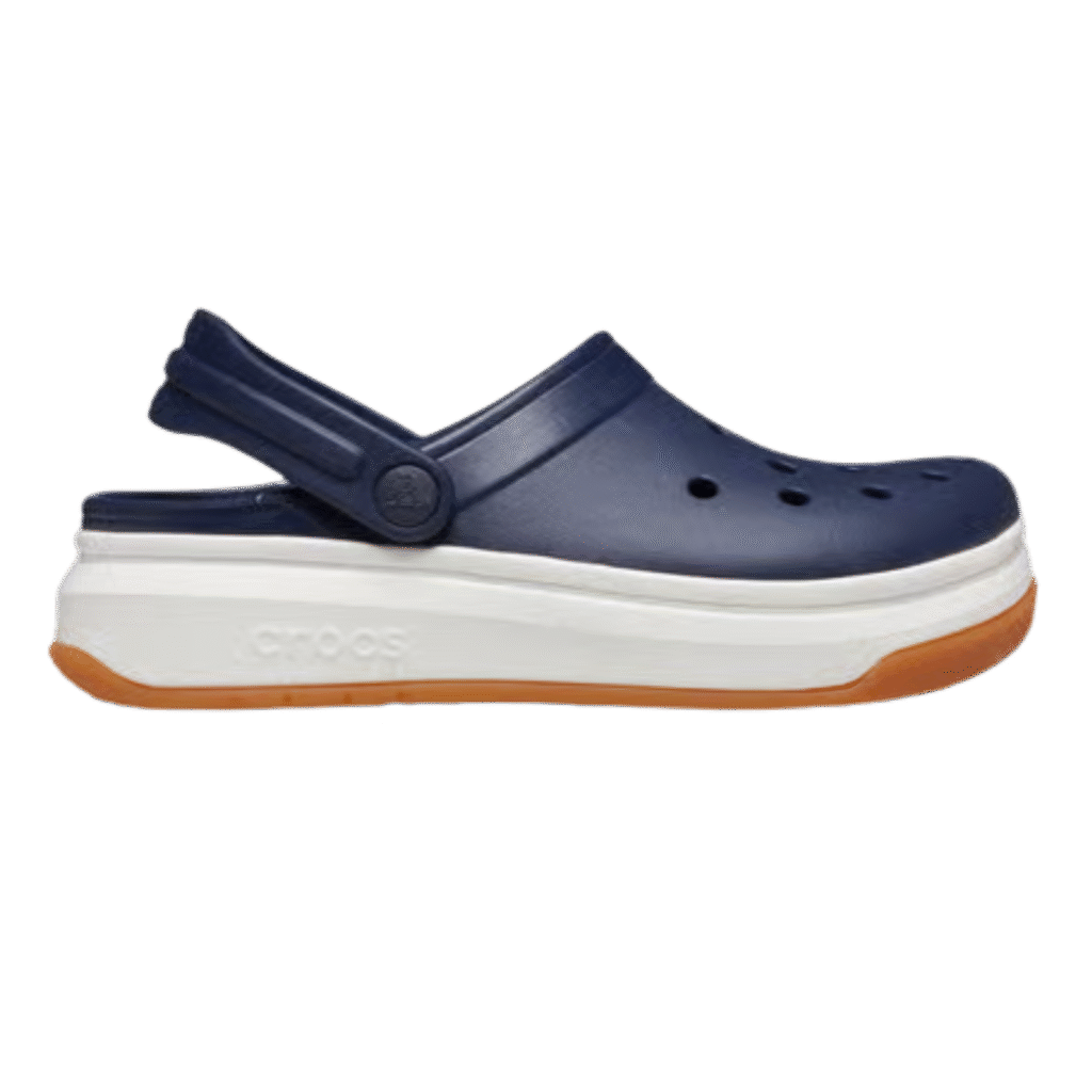 Crocband Navy Back Strap Clogs