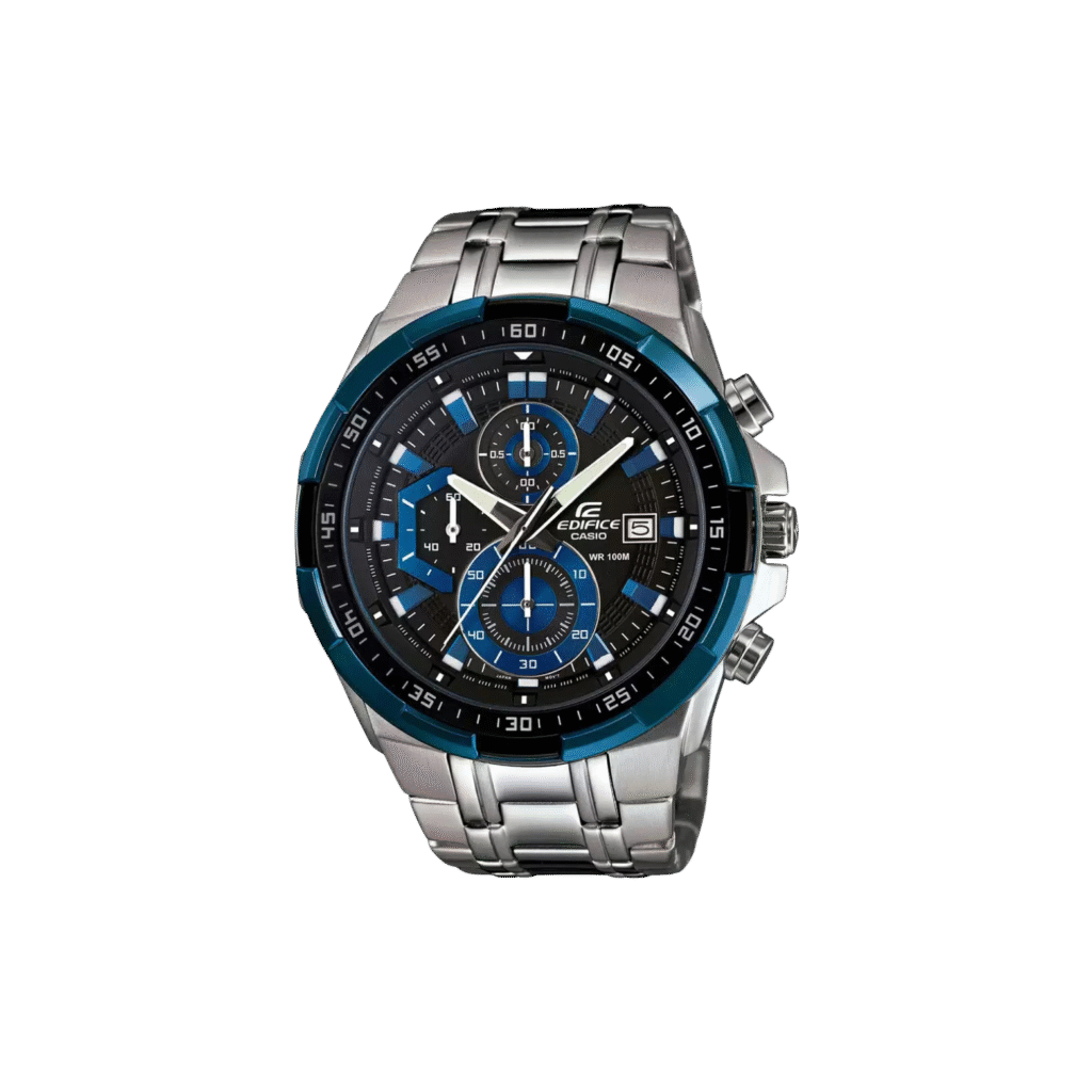 Edifice Casio Sliver Blue Chronograph