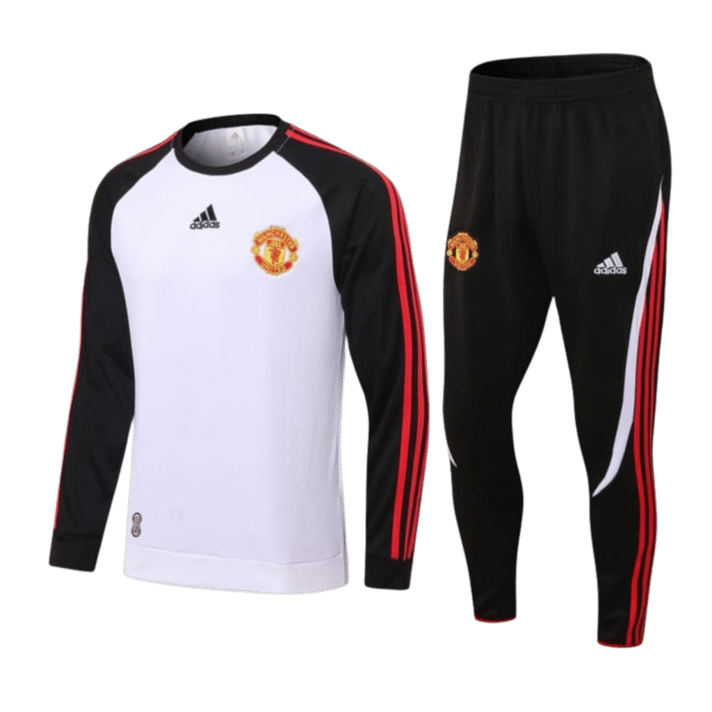 Manchester United FC Track Suit White Black With Red Three Stripe