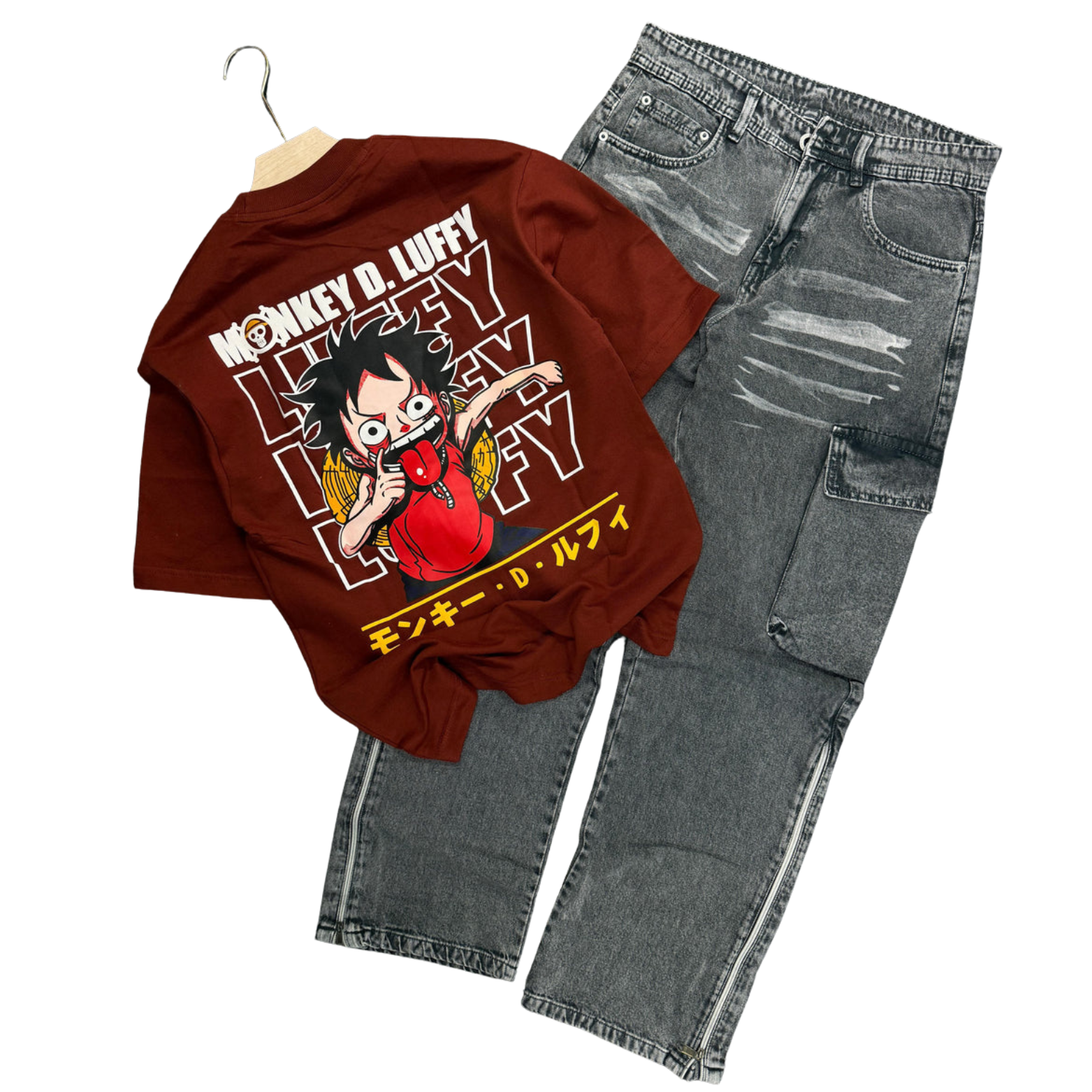 Monkey D Luffy Tee & Premium Baggy Jeans