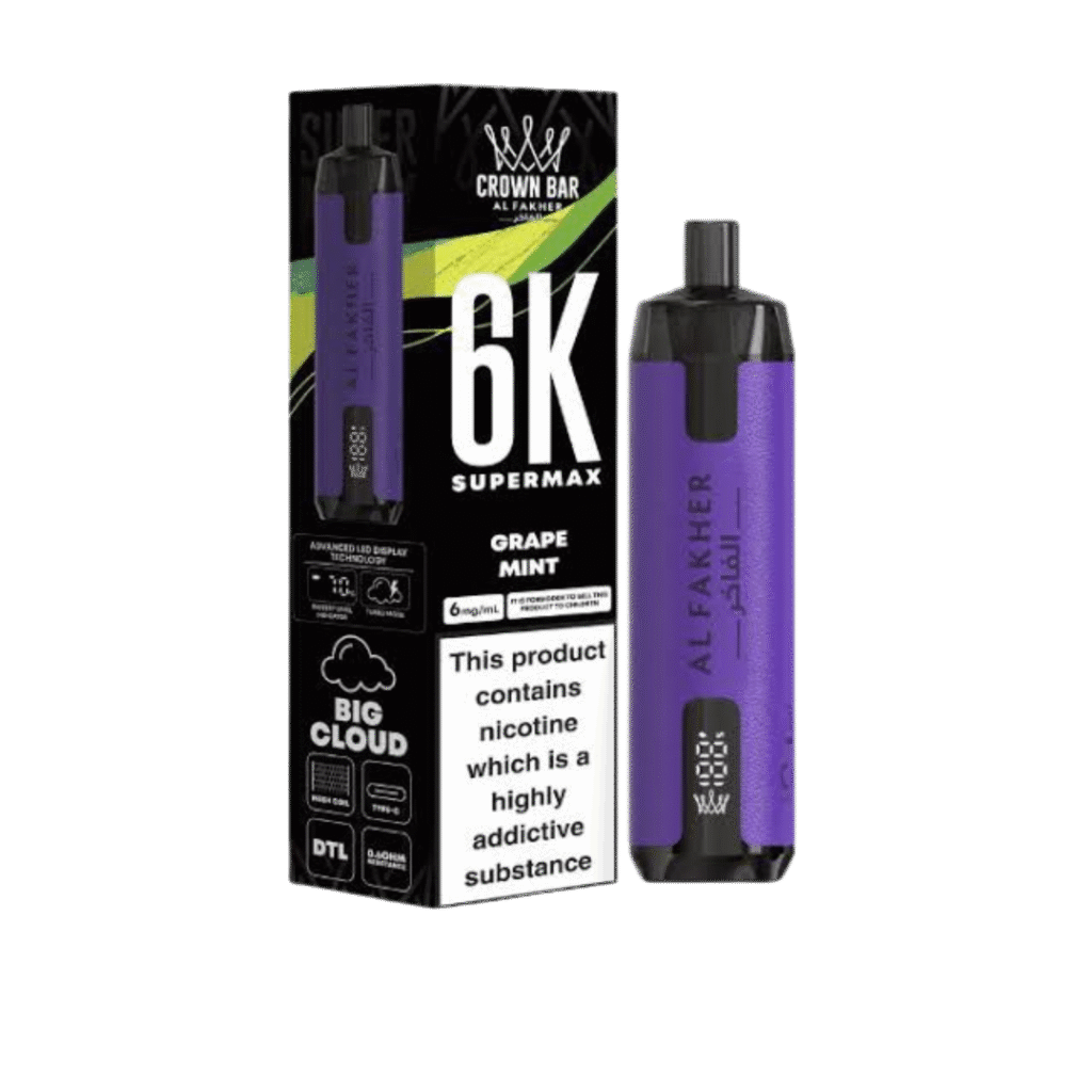 Al Fakher Supermax Crown Bar Grape Mint 6000 Puffs