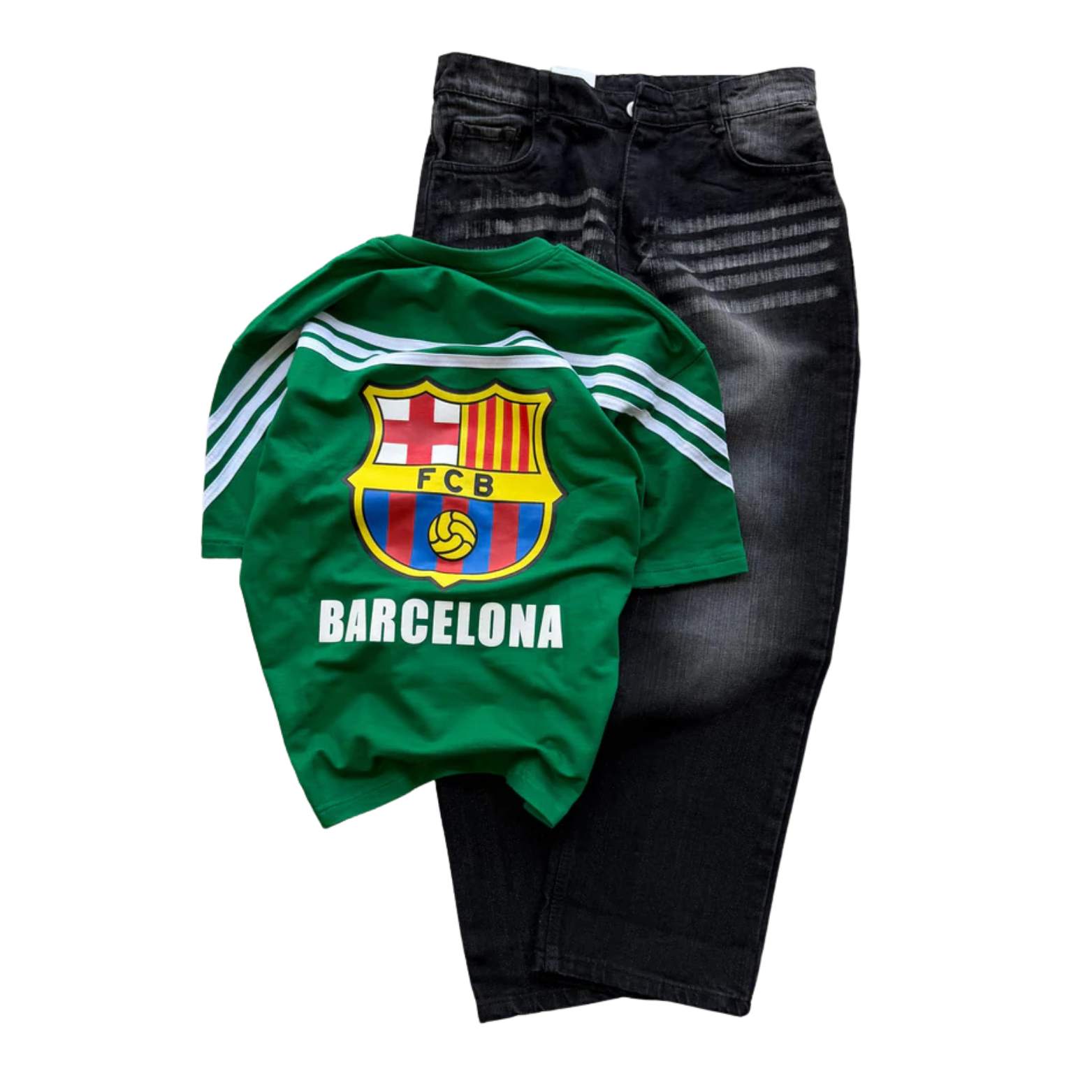 FCB Barcelona Tee & Premium Baggy Jeans